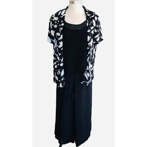Ell Jay Women 10 Black 3 Piece Blouse, Tank Top, Loose Pants Loungewear Outfit